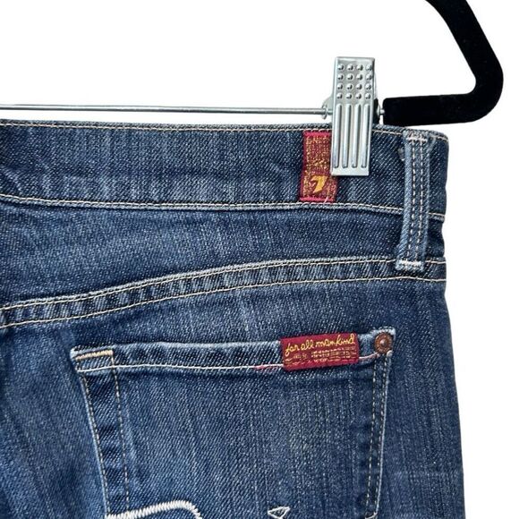 7 For All Mankind Stretch Straight Leg Jeans Blue Denim Medium Wash Size 29 - Picture 3 of 9